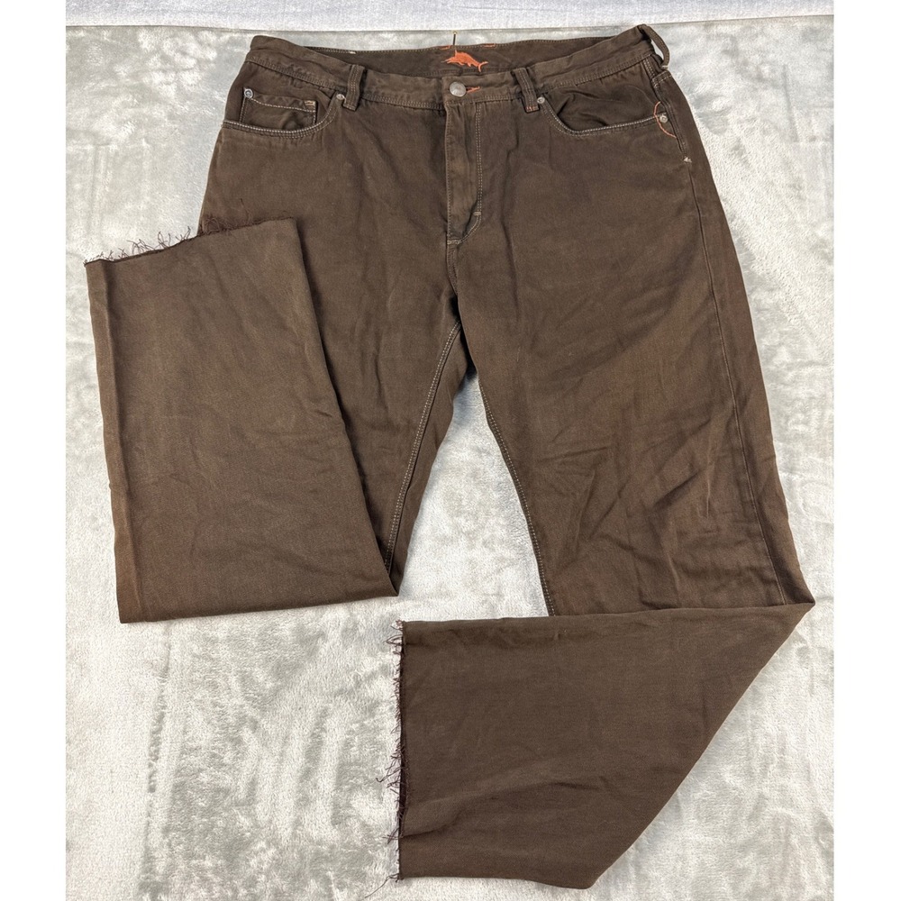 Tommy Bahama Jeans Mens 36 Standard Brown Raw Hem Cotton Tencel EUC